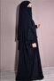 Medina Silk Shawl and Dress Double Set Navy Blue - 4