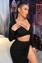 Kadın Siyah Uzun Kol Göğüs ve Göbek Dekolteli Fermuarlı Crop Top Bluz - 3