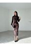 Velvet Side Ruched Detail Drape Midi Dress