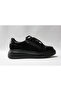 Women's Black Patent Leather Zippered Genuine Leather Sneakers - 4