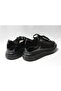 Women's Black Patent Leather Zippered Genuine Leather Sneakers - 6