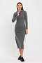 Yumoş Quality Hooded Slit Pencil Dress Dark Gray - 7