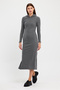 Yumoş Quality Hooded Slit Pencil Dress Dark Gray - 6