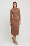 Yumoş Quality Hooded Slit Pencil Dress Milk Brown - 6