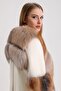 Ecru Queen Wool Coat with Golden Fur Accessories - 7