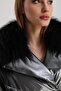 Metal Gray Fox Puffer Coat with Fur Accessories - 7