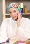 وشاح قطني ناعم منقوش بالزهور باللون الأزرق - 3