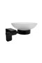 Black Lux 4-Piece Bathroom Set Open Toilet Paper Holder, Toothbrush Holder, Soap Dish, Long Towel Holder - 3