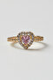 Women's Gold (Yellow) Zircon Stone Adjustable Heart Model Ring - 2
