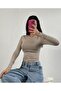 بيج رقبة دائرية وأكمام طويلة Slimfit Basic Body 26286 - 4
