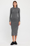Yumoş Quality Hooded Slit Pencil Dress Dark Gray - 3