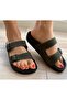 UNISEX KHAKI GREEN COLOR DOUBLE STRAP ORTHOPEDIC SOLE SLIPPERS BAHAMA-10 BIRKENSTOCK MODEL