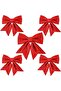 5 Pieces of Bow Large Size Evadan Glitter 25 x 25 Red Party Ornament