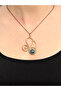 Natural Stone Lapis Natural Stone Authentic Women's Round Necklace with 45 Cm Chain