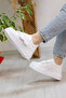 White Velcro Thick Sole Women's Sneaker - 3