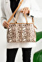 Snake Leather Women's Hand and Shoulder Bag with 2 Compartments - 2
