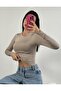 بيج رقبة دائرية وأكمام طويلة Slimfit Basic Body 26286 - 3