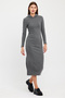 Yumoş Quality Hooded Slit Pencil Dress Dark Gray - 8