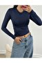 Navy Blue Crew Neck Long Sleeve Slimfit Basic Body 26286 - 2