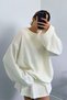 pinterest model women's loose-fitting wide-sleeved knitwear o-neck mid-length soft sweater oversize - 7