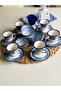 Dentadesign Gift Blue Set of 6 Turkish Coffee Cups and Ceramic Set of 6 Snacks - 2