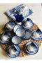 Dentadesign Gift Blue Set of 6 Turkish Coffee Cups and Ceramic Set of 6 Snacks