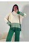 Benetton Green Half Turtleneck Striped Knitwear Top and Bottom Set 26044 - 3