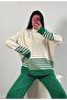 Benetton Green Half Turtleneck Striped Knitwear Top and Bottom Set 26044 - 5