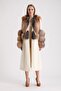 Ecru Queen Wool Coat with Golden Fur Accessories - 5