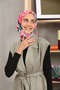 وشاح قطني ناعم منقوش بالزهور باللون الأحمر - 2