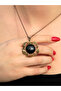 Natural Stone Onyx Natural Stone Authentic Women's Round Necklace with 45 Cm Chain - 3