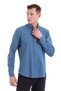 Blue Comfort Fit Plain 100% Cotton Button down Collar Long Sleeve Classic Shirt - 4