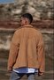 Men's Mustard Plush Button Jacket - 6