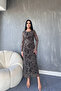 Crew Neck Self Patterned Chiffon Dress - 3
