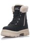 Casual Children's Winter Black Boots Fur Lace up Zippered Patterned Sole Shoes F200 - 2