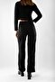 Button Detailed Basic Knitwear Black Cardigan Trousers Set - 5