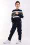İZMİR BOY'S NAVY BLUE CYCLING COLLAR STRIPED KNITWEAR SWEATER - 3