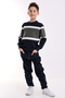 İZMİR BOY'S NAVY BLUE CYCLING COLLAR STRIPED KNITWEAR SWEATER - 2