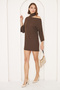 WOMEN'S BITTER BROWN COLOR CAMISLETTE TURTLEneck SHOULDER DETAILED KNITTED DRESS - 2
