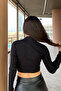 Women's Black Cotton Soft Ribbed Camisole Crop Blouse - 6