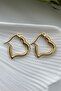 Women's Heart Figured Steel Hoop Earrings