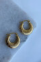 Women's Flat Model Striped Steel Hoop Earrings - 4