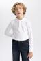 Boy's Regular Fit Polo Neck Pique Long Sleeve Polo T-Shirt