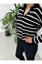 Women's Striped Polo Collar Knit Sweater
