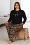 Soft Leopard Pajamas Patterned Long Sleeve Large Size Viscose Fabric Pajamas Set 11326 - 2