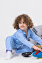 Blue Striped Boy's Pajamas with Interlock Fabric