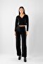 Button Detailed Basic Knitwear Black Cardigan Trousers Set