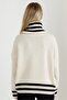 Women's Cream Black Striped Collar Oversize Knitwear Sweater - 7