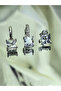 Set of 3 Classic Elegant Baguette Model Zircon Silver Color Earrings