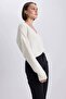U2052Az/Er103 Defacto Women's Cardigan Ecru - 4